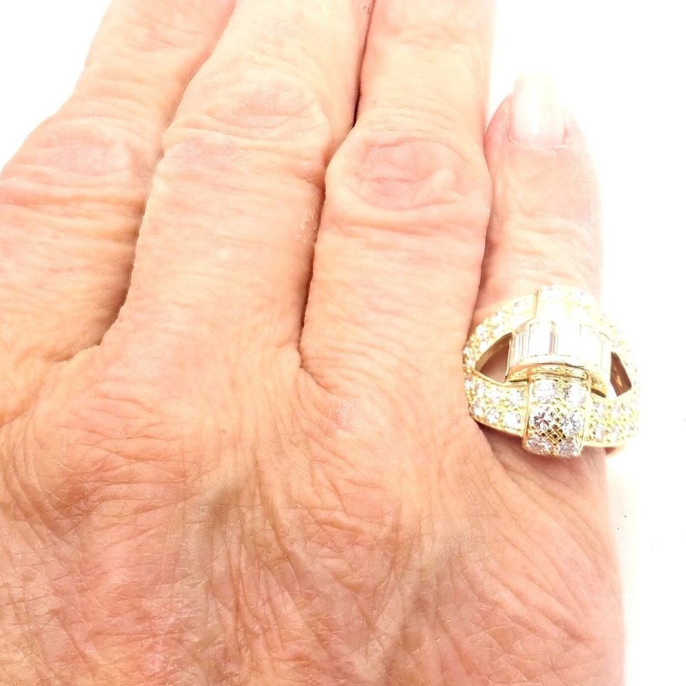 Rare! Authentic Piaget 18k Yellow Gold 3ct Diamond Cocktail Ring - Picture 8 of 9